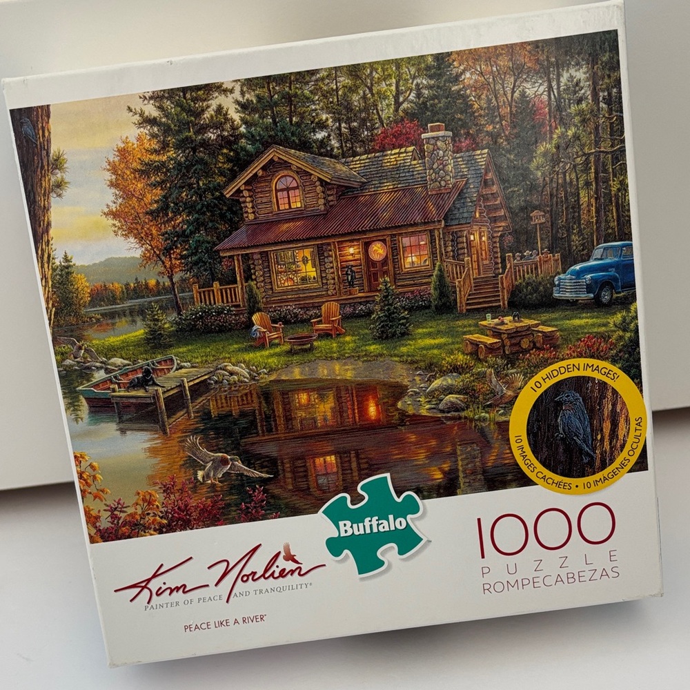 Buffalo Peace Like A River Kim Norton 1000 Piece Jigsaw Puzzle Hidden Images NEW